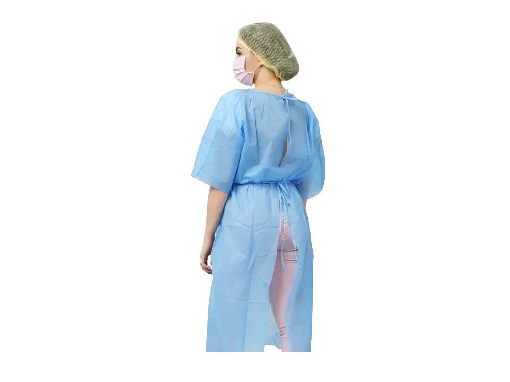 short sleeve isolation gown back view short sleeve isolation gown